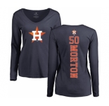 MLB Women's Nike Houston Astros #50 Charlie Morton Navy Blue Backer Long Sleeve T-Shirt
