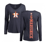 MLB Women's Nike Houston Astros #6 Jake Marisnick Navy Blue Backer Long Sleeve T-Shirt