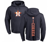 MLB Nike Houston Astros #1 Carlos Correa Navy Blue Backer Pullover Hoodie
