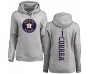 MLB Women's Nike Houston Astros #1 Carlos Correa Ash Backer Pullover Hoodie