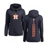 MLB Women's Nike Houston Astros #1 Carlos Correa Navy Blue Backer Pullover Hoodie