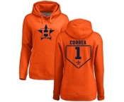 MLB Women's Nike Houston Astros #1 Carlos Correa Orange RBI Pullover Hoodie