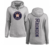 MLB Women's Nike Houston Astros #30 Hector Rondon Ash Backer Pullover Hoodie