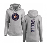 MLB Women's Nike Houston Astros #45 Gerrit Cole Ash Backer Pullover Hoodie
