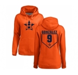 MLB Women's Nike Houston Astros #9 Marwin Gonzalez Orange RBI Pullover Hoodie