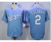 Men Kansas City Royals #2 Alcides Escobar Light Blue 2016 Official Cool Base Jersey