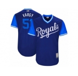 Men's 2017 Little League World Series Royals Jason Vargas #51 Vargy Royal Jersey