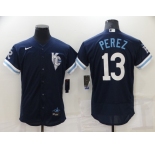 Men's Kansas City Royals #13 Salvador Perez 2022 Navy City Connect Flex Base Stitched MLB Jersey