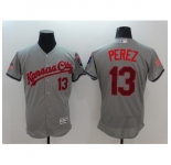Men's Kansas City Royals #13 Salvador Perez Gray Fashion Stars & Stripes FlexBase Player Jersey