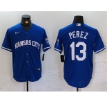 Men's Kansas City Royals #13 Salvador Perez Royal Cool Base Stitched Jersey