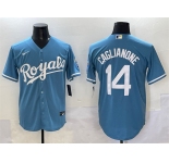 Men's Kansas City Royals #14 Jac Caglianone Light Blue Cool Base Stitched Baseball Jersey