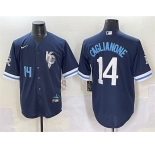 Men's Kansas City Royals #14 Jac Caglianone Navy City Connect Stitched Baseball Jersey