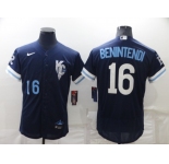 Men's Kansas City Royals #16 Andrew Benintendi Number 2022 Navy Blue City Connect Flex Base Stitched Jersey