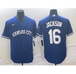 Men's Kansas City Royals #16 Bo Jackson Navy Cool Base Stitched Baseball Jersey