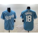 Men's Kansas City Royals #18 Yuli Gurriel Blue Cool Base Stitched Baseball Jersey