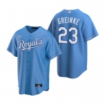 Men's Kansas City Royals #23 Zack Greinke Light Blue Cool Base Stitched Jersey