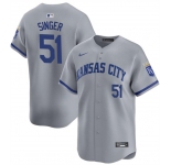 Men's Kansas City Royals #51 Brady Singer Gray Away Stitched Baseball Jersey