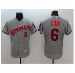 Men's Kansas City Royals #6 Lorenzo Cain Majestic Gray Fashion Stars & Stripes FlexBase Player Jersey