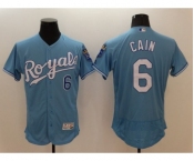 Men's Kansas City Royals #6 Lorenzo Cain Majestic Light Blue Flexbase Authentic Collection Player Jersey