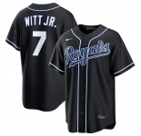 Men's Kansas City Royals #7 Bobby Witt Jr. Black Out Stitched Baseball Jersey