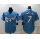 Men's Kansas City Royals #7 Bobby Witt Jr Light Blue Cool Base Stitched MLB Jersey