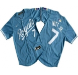 Men's Kansas City Royals #7 Bobby Witt Jr Number Light Blue Limited Stitched Jersey