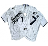 Men's Kansas City Royals #7 Bobby Witt Jr Number White Black Name Limited Stitched Jersey