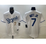 Men's Kansas City Royals #7 Bobby Witt Jr Number White Cool Base Stitched MLB Jerseys