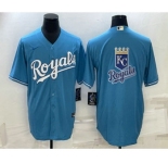 Men's Kansas City Royals Big Logo Blue Stitched MLB Cool Base Nike Jerseys