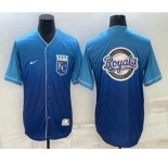 Men's Kansas City Royals Big Logo Nike Blue Fade Stitched Jersey