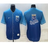 Men's Kansas City Royals Big Logo Nike Blue Fade Stitched Jerseys