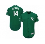 Men's Majestic Kansas City Royals #14 Omar Infante Green Celtic Flexbase Authentic Collection MLB Jersey