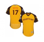 Men's Majestic Kansas City Royals #17 Wade Davis Yellow 2016 All-Star American League BP Authentic Collection Flex Base MLB Jersey