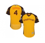 Men's Majestic Kansas City Royals #4 Alex Gordon Yellow 2016 All-Star American League BP Authentic Collection Flex Base MLB Jersey