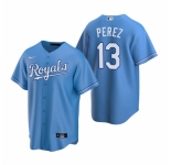 Men's Nike Kansas City Royals #13 Salvador Perez Light Blue Alternate Stitched Baseball Jersey