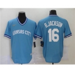 Men's  Nike Kansas City Royals #16 Bo Jackson 2020 Light Blue Cooperstown Collection Baseball Player Jersey