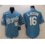 Men's  Nike Kansas City Royals #16 Bo Jackson Light Blue Stitched Baseball Jersey