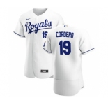 Men's  Nike Kansas City Royals #19 Franchy Cordero White Home 2020 Authentic Player Baseball Jersey