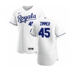 Men's  Nike Kansas City Royals #45 Kyle Zimmer White Home 2020 Authentic Player Baseball Jersey