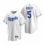 Men's Nike Kansas City Royals #5 George Brett White Home Stitched Baseball Jersey