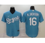 Nike Men's Kansas City Royals #16 B. Jackson Replica Light Blue Alternate Cool Base Baseball jerseys