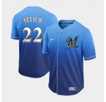 Men Nike Milwaukee Brewers #22 Christian Yelich Blue Drift Fashion MLB Jersey