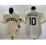 Men's Milwaukee Brewers #10 Sal Frelick Cream Cool Base Stitched Jersey