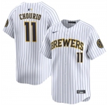 Men's Milwaukee Brewers #11 Jackson Chourio White 2024 Alternate Limited Stitched Baseball Jersey