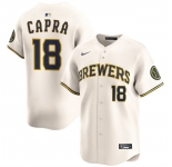 Men's Milwaukee Brewers #18 Vinny Capra Cream 2025 Limited Stitched Baseball Jersey