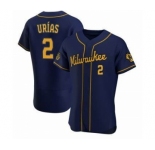 Men's Milwaukee Brewers #2 Luis Urias Navy Blue Stitched MLB Cool Base Nike Jersey
