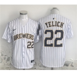 Men's Milwaukee Brewers #22 Christian Yelich White Alternate Limited Stitched Jersey