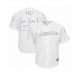 Men's Milwaukee Brewers #22 Christian Yelich Yeli Authentic White 2019 Players Weekend Baseball Jersey