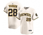Men's Milwaukee Brewers #28 Andrew Vaughn Cream Limited Stitched Baseball Jersey