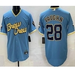 Men's Milwaukee Brewers #28 Andrew Vaughn Powder Blue 2022 City Connect Cool Base Jersey